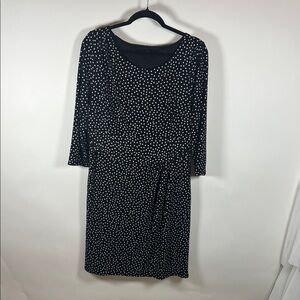 Ann Taylor Black and White Polka Dot 3/4 Length Sleeve Dress